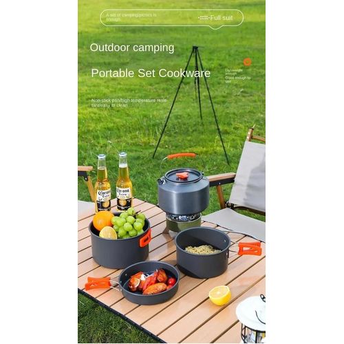 Hot-selling four-piece aluminum alloy camping cookware set, outdoor cooking equipment set