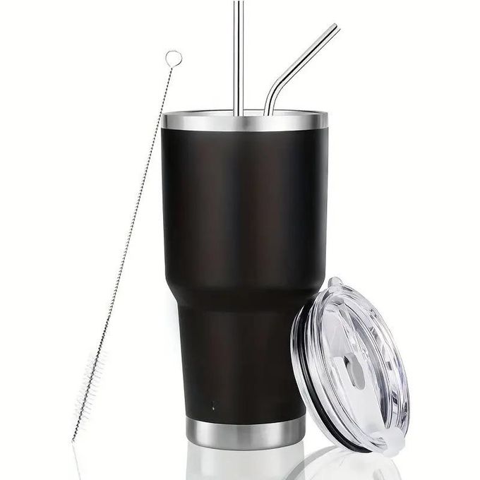 30oz Vacuum Insulated Coffee Tumbler Mug with Lid &amp; Straws – 900ml 304 Stainless Steel