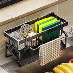 Kitchen Dish Rack，Kitchen Shelf,Sink Rack, Drain Rack - Black
