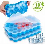 Creative 37-grid silicone honeycomb ice cube mold with lid