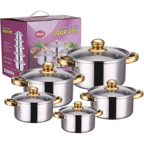 10pcs Stainless Steel Pots and Pans Sets for Kitchen