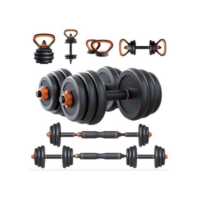 6 in 1 Adjustable Dumbbells, Barbell &amp; Kettlebell Set Of Gym Weights Barbell, Kettlebell,Dumbbell, Ab Roller And Push Up Stands Body Building, Fitness, Weigh Training Set Set,