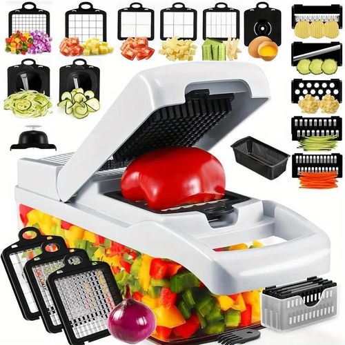 Black and white multifunctional 22 in 1 food chopper onion chopper vegetable slicer chopper vegetable chopper with 12 blades