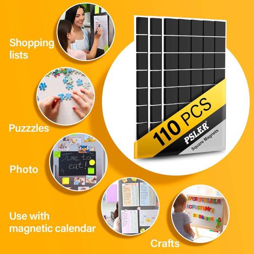 110Pcs Square Magnetic Tape Strip with Adhesive Backin One Side Self Adhesive on The Other Side for Fridge Organisation,Art Project,Classroom