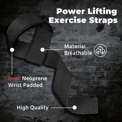 Flushrenic weightlifting,Lifting Wrist Straps, , Deadlift Straps with Padded Neoprene for Power Lifting, Bodybuilding, Gym Workout, Strength Training &amp; Fitness Workout, Resistance