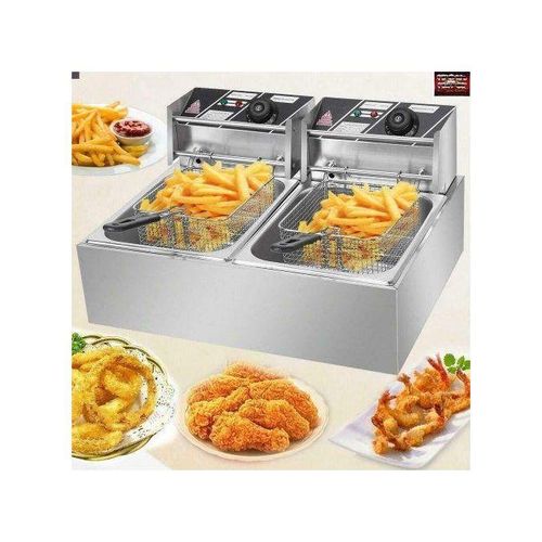 Nunix Double Tank 6+6LT CHIPS/CHICKEN Stainless Steel double Deep Fryer