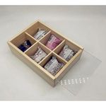 Bamboo Tea Bag Organizer Storage Teabag Organizer With Cover 6 Slot Storage