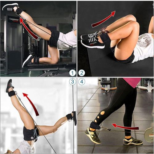 KipFit Black Ankle Straps (Pair) For Cable Machine Kickbacks, Glute Workouts, Lower Body Exercises - Adjustable Leg Straps with Neoprene Padding