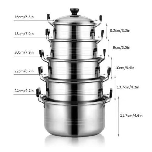 12 PCS Stainless Steel Cookware Set Cooking Pots With Lid And Steamer
