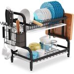 Dish Drainer 2 Tier Large Dish Drying Rack With 2 Drainboard