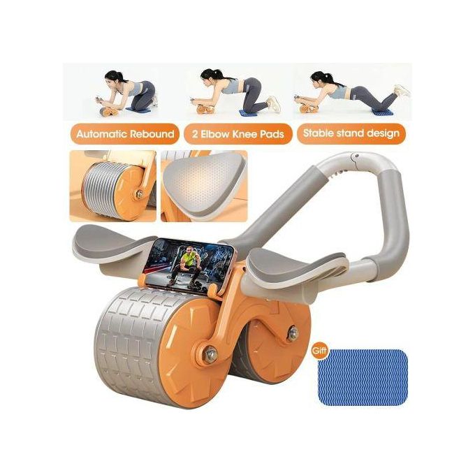 Automatic Rebound Abdominal Wheel With 2 Elbow Pads – Orange – Core Training Equipment