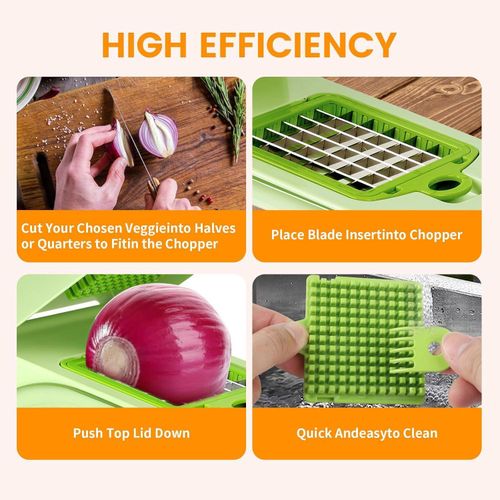 17pcs Multi-functional Vegetable Cutter, Slicer for Vegetables, Onions, and Fruits