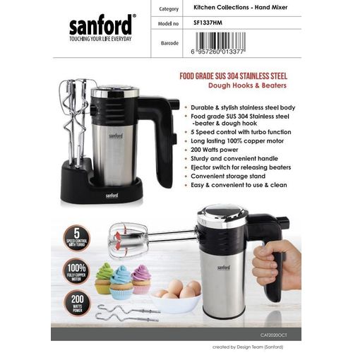 Sanford Hand Mixer 200W SF1337HM (2YR WRTY)