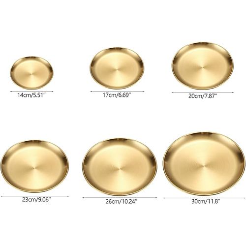 6-Pack Stainless Steel Plate/gold Round Dinner Plate/fruit Dessert Steak Plate