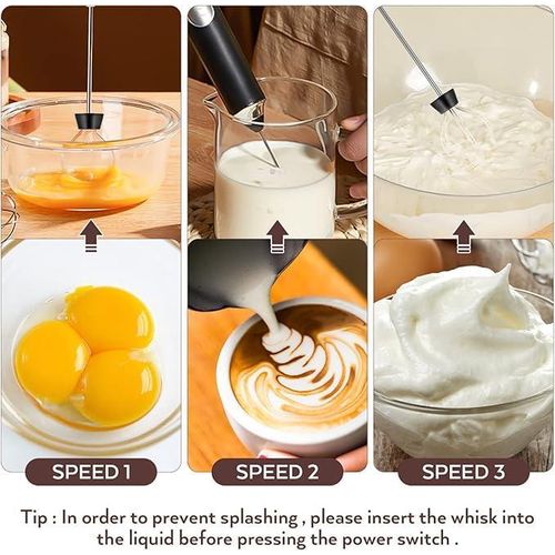 TOUPHY Handheld Electric Foam Maker Milk Frother with 2 Stainless Whisks For Latte, Cappuccino, Hot Chocolate, Egg