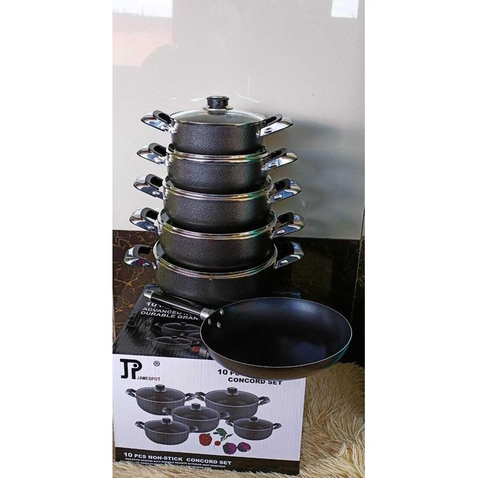 JP Jamesport  11Pcs Heavy Non-Stick Granite Cooking Pot Sufuria With Pan &amp; Cookware Set