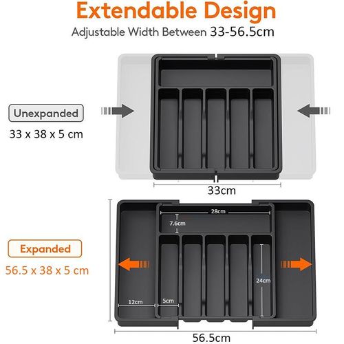 Silverware Drawer Organizer, Expandable Utensil Tray for Kitchen, BPA Free