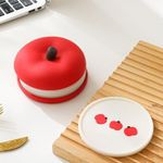 General 5pcs Red Apple-Shaped Non-Slip Silicone Coasters - Heat-Resistant Cute Household Drink Coaster Pads