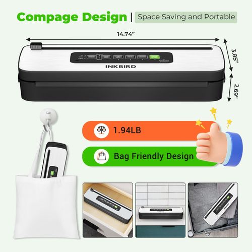 Inkbird Vacuum Sealer Machine Compact Food Vacuum Packer For Food Preservation