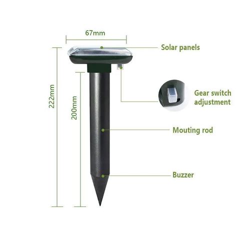 2PCS Solar Ultrasonic Animal Repeller Set – Waterproof Pest Control For Moles, Snakes &amp; Rodents