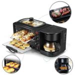 110V 220V Multifunction 3 In 1 Breakfast Machine Toaster Oven Pan Frying Coffee - Black