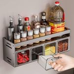 Wall-mounted spice rack, oil/salt/sauce/v-inegar/seasoning storage box