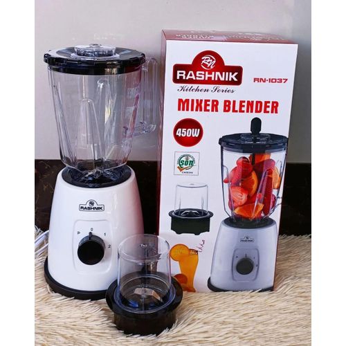 Rashnik High Quality 2-in-1 Blender with Grinder – 450W Strong &amp; Durable, Black/White