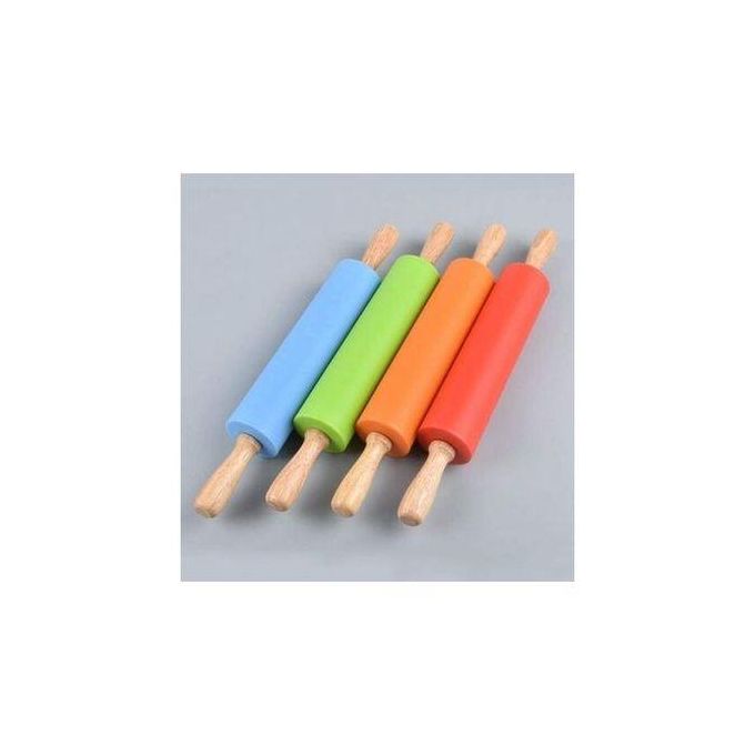 Silicon Non-Stick Rolling Pin With Wooden Handle-30cm