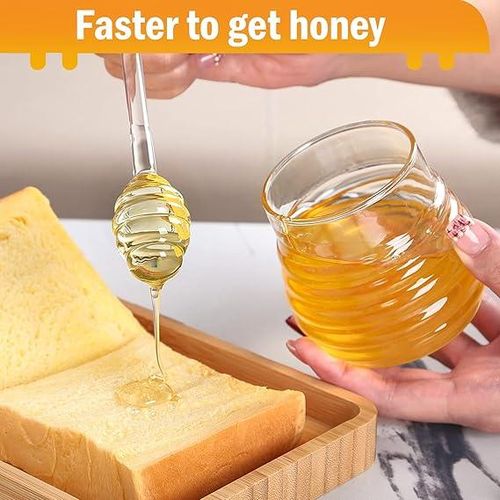 Honey Jar With Dipper And Lid,Arclyric Honey Pot Container Dispenser,Clear Arclyric Honey Container For Home Kitchen,Store Honey And Syrup,Easy To Clean