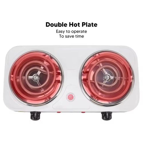 1500W Double Hot-plate Electric Frying Pan - Multifunctional Kitchen Utensil - White
