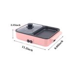 Flushrenic Hot Pot with Grill  2 in 1 Indoor Non-Stick Electric Hot Pot and Frying Pan (Pink)