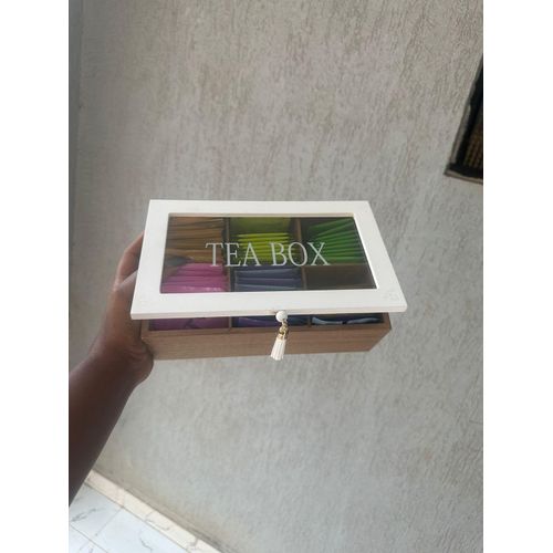 Wooden Tea Box Tea Bag Holder Tea Storage Box 6 Compartments Jewelry Case Tea Storage Organizer Tea Bag Box Tea Bag Organizer