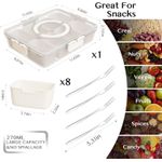 Snackle Box Container,Portable Snack Box 8 Compartment Divided Serving Tray with Lid with 4pcs forks