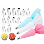 6pc Icing Nozzles Set and Reusable Silicone Piping Bag for Cakes, Cupcakes, Cookies &amp; Pastries