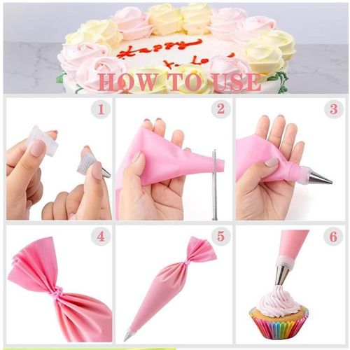 SXCHEN 40-Pack Cake Baking Pink Decorating Nozzle Set