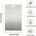 KnMn 34 x 24 CM Stainless Steel Cutting Board Double Sided Design, Household Use for Kitchen and Dining Room