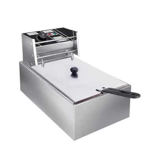 Em 6L Single Tank Energy Efficient Double Electric Chips /Chicken /Mandazi Deep Fryer Machine _ Silver EF01 (1 YR WRTY)
