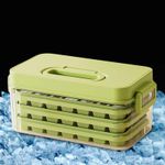 Ice Cube Trays with Lids, Scoop &amp; Ice Bucket 28/84 Pcs Portable Silicone Ice Cube Mold with Easy Pop Out Reusable Freezer Ice Box for Fridge (Green, 3 Layer(84 pcs))