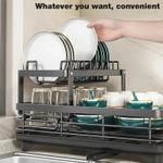 Kitchen countertop dish rack, stainless steel dish drain rack, cutlery rack