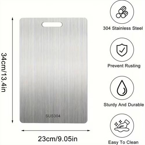 KnMn 34 x 24 CM Stainless Steel Cutting Board Double Sided Design, Household Use for Kitchen and Dining Room