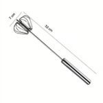 KnMn 32x7 CM Stainless Steel Egg Whisk Hand Push Rotary Whisk Blender Milk Frother Baking Tools