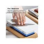 TodyJeyHo Sharpening Stone 2-in 1 Whetstone Knife Sharpener Stone Dual Sides 1000/6000 Grit Knife Sharpening Kit Wet Stone with Flattening Stone Angle Guide Non-Slip Bamboo Base for Kitchen Pocket Knife