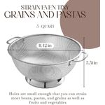 Colander for Kitchen – 5L Stainless Steel Strainer with Handle - Pasta Strainer Bowl for Pasta, Spaghetti, Vegetables, Fruit, and Pot Draining - Stainless Steel Colander