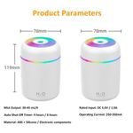 Mythco 300ml Portable Mini Humidifier, Colorful, Cool Mist, USB Charging - White, 2 SPRAY MODES