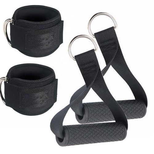 Fitness biceps brace accessories (double-ended rope + resistance band + ankle strap + hook)