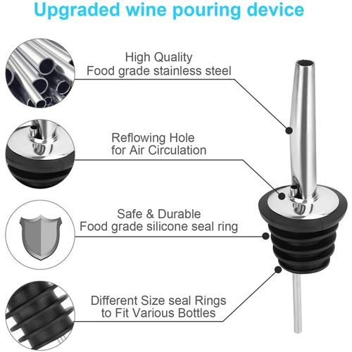 12 Pack Stainless Steel Wine Pour Spouts For Liquor Bottles