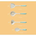 Flushrenic 4PCS Cooking Utensil Set, Heat Resistant Silicone Kitchen Cookware Utensils Set, Kitchen Cooking Tools Includes Turner, Spoon, Slotted spoon, Rice Spoon