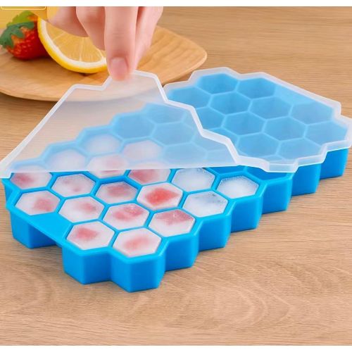 Creative 37-grid silicone honeycomb ice cube mold with lid