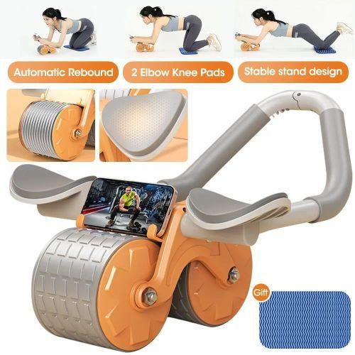 Automatic Rebound Abdominal Wheel With 2 Elbow Pads – Orange – Core Training Equipment