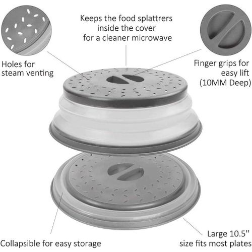 Collapsible Microwave Splatter Cover &amp; Colander - BPA-Free, Vented Lid with Hook Hole, Dishwasher Safe (1 Pack)